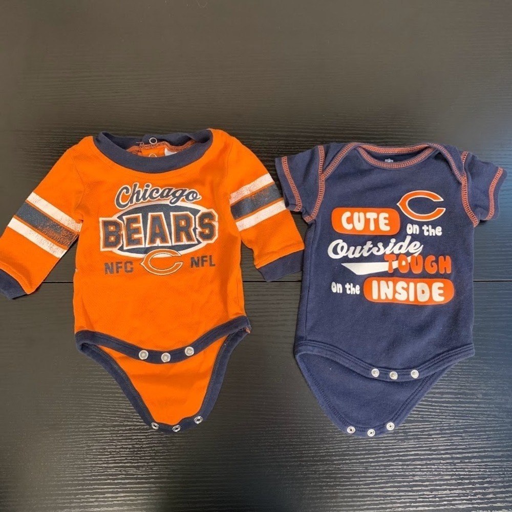 NFL Chicago Bears One-Piece Bodysuit Lot of 2 Infant Baby 0-3M
